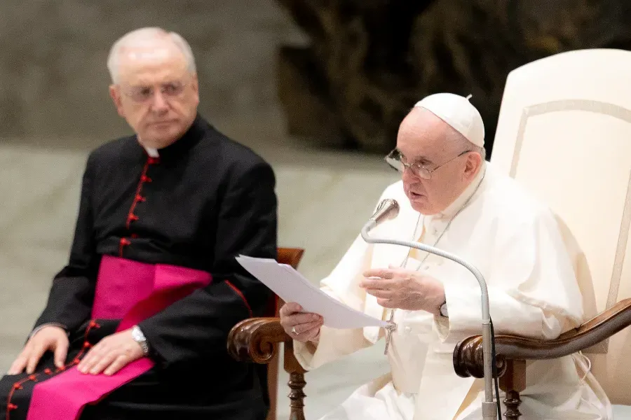 L'audience générale du Pape François dans la salle Paul VI au Vatican, le 17 novembre 2021. Daniel Ibáñez/CNA.