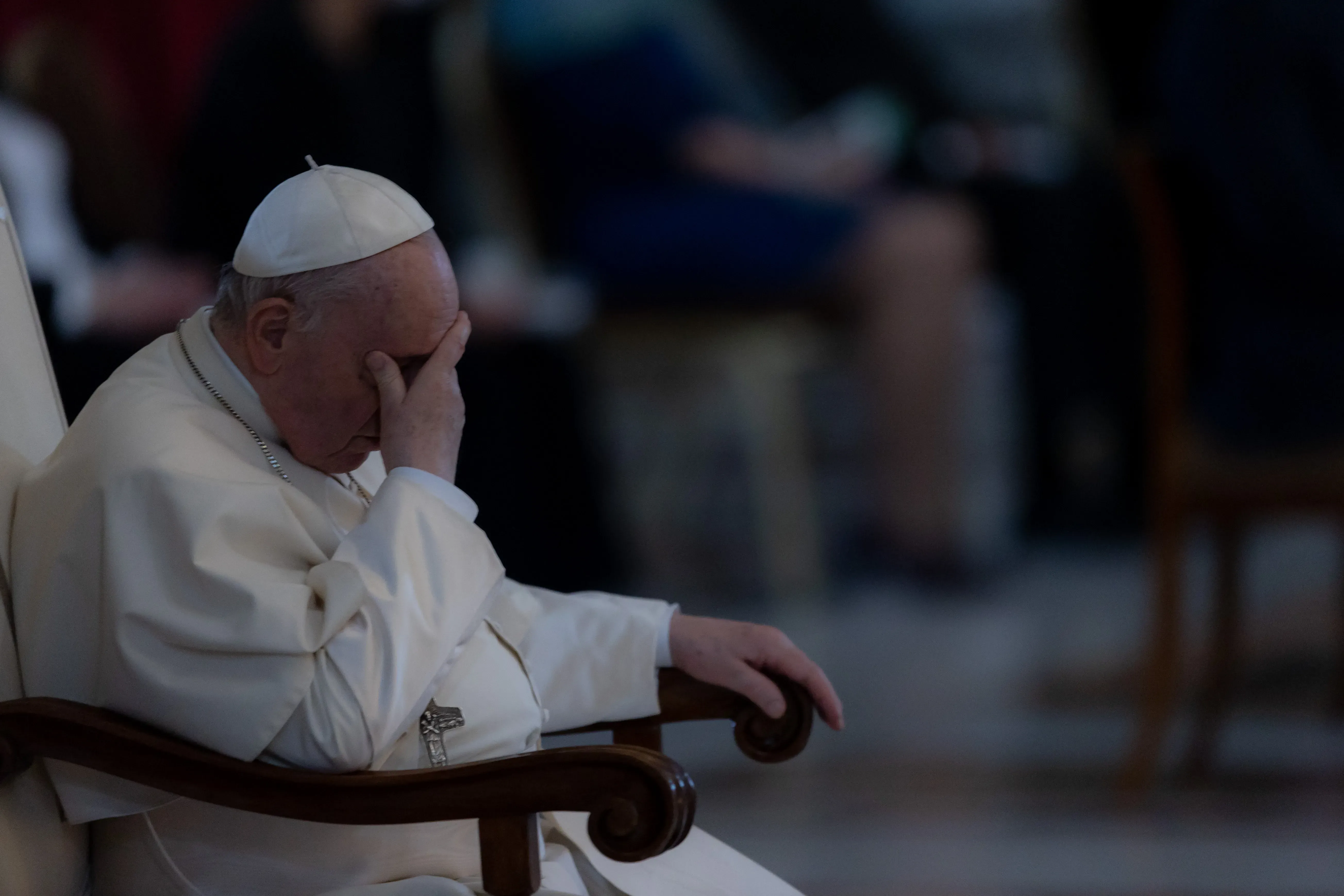 Le pape François photographié lors de la messe de la Veillée pascale le 16 avril 2022. Daniel Ibanez/CNA
