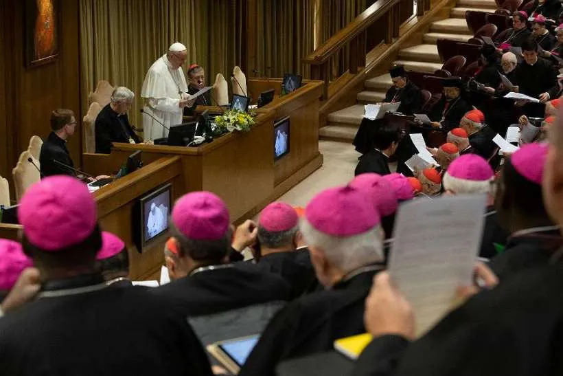 Une réunion en 2019 dans la nouvelle salle du Synode du Vatican. Vatican Media.
