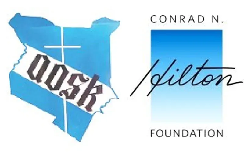 Les logos de l'Association of Sisterhoods of Kenya (AOSK) et de la Fondation Hilton. Crédit : AOSK/Fondation Conrad N. Hilton (CNHF)