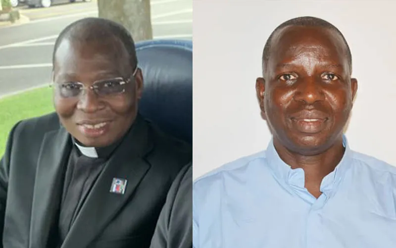 Mgr Dieudonné Datonou (à gauche), Nonce apostolique au Burundi, et l'évêque élu Hassa Florent Koné (à droite) du diocèse de San au Mali.