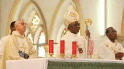 Mgr Alfred Adewale Martins, archevêque de Lagos, pendant la messe à la cathédrale Sainte-Croix. / Domaine public