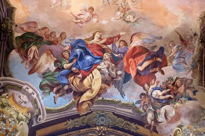 Assomption de la Vierge Marie, peinture à fresque dans la basilique San Petronio à Bologne, Italie. | Zvonimir Atletic / Shutterstock.