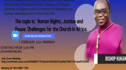 Une affiche annonçant le webinaire / Commission "Justice et Paix" de la Conférence des évêques catholiques d'Afrique australe (SACBC)
