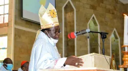 Mgr Matthew Hassan Kukah, évêque du diocèse de Sokoto au Nigeria, pendant la messe du 13 avril. Crédit : Catholic Broadcast Commission of Nigeria / 
