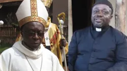 Mgr Dieudonné Watio (à gauche) et le père André Marie Kengne (à droite). Mgr Watio de Bafoussam a suspendu le père André pour apologie du syncrétisme. / Domaine public