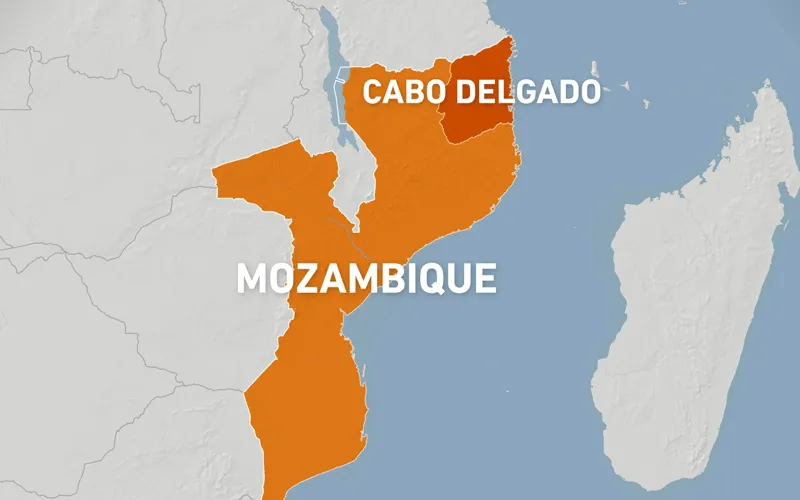Carte montrant la région troublée de Cabo Delgado au Mozambique. Domaine public