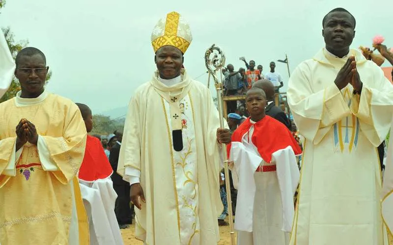 Le Cardinal Dieudonné Nzapalainainga, Archevêque de Bangui, RCA, lors de la messe de clôture du pèlerinage annuel au Sanctuaire Notre-Dame de Ngoukomba, samedi 7 décembre 2019 ACI Afrique
