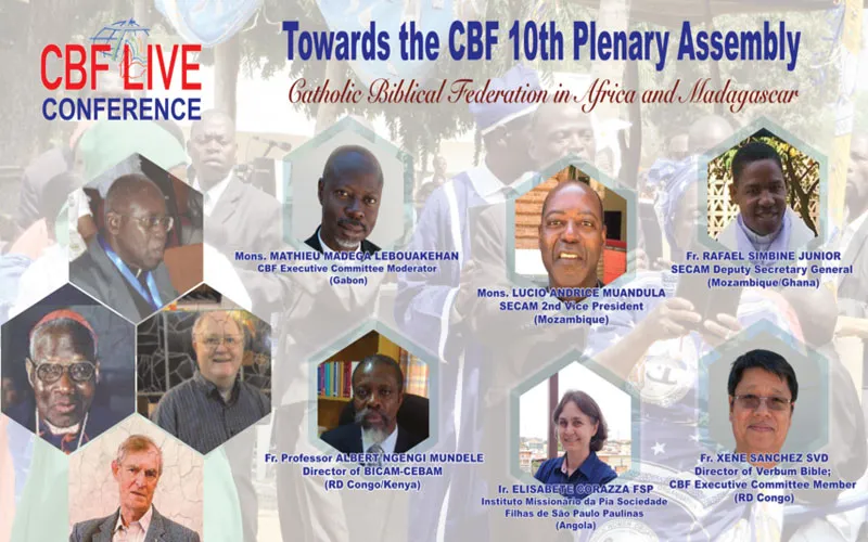 Une affiche annonçant la conférence virtuelle organisée par la Fédération Biblique Catholique (FBC). Fédération Biblique Catholique (FBC)