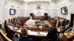 Le Pape François visite l'Académie pontificale des sciences au Vatican, le 27 mai 2019. / Vatican Media/CNA.