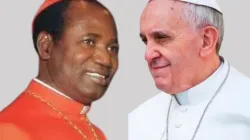 Le pape François et le cardinal Polycarpe Pengo (à gauche), archevêque émérite de l'archidiocèse de Dar es Salaam en Tanzanie. Crédit : Mazur/catholicnews.org.uk./Vatican Media / 