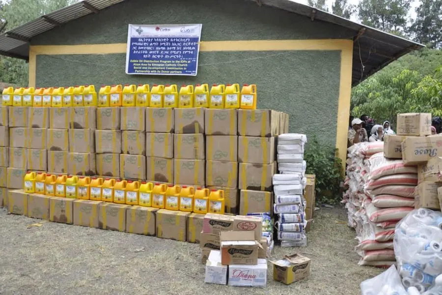 Aide alimentaire destinée aux victimes de la guerre du Tigré. Crédit : CBCE / 