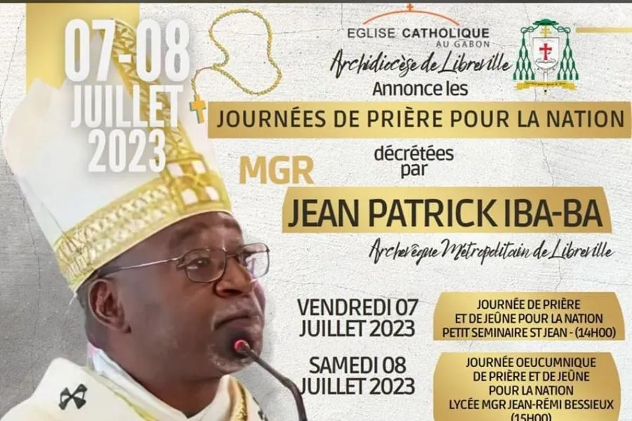 Une affiche annonçant les journées nationales de prière pour des élections pacifiques au Gabon. Crédit : Archidiocèse de Libreville