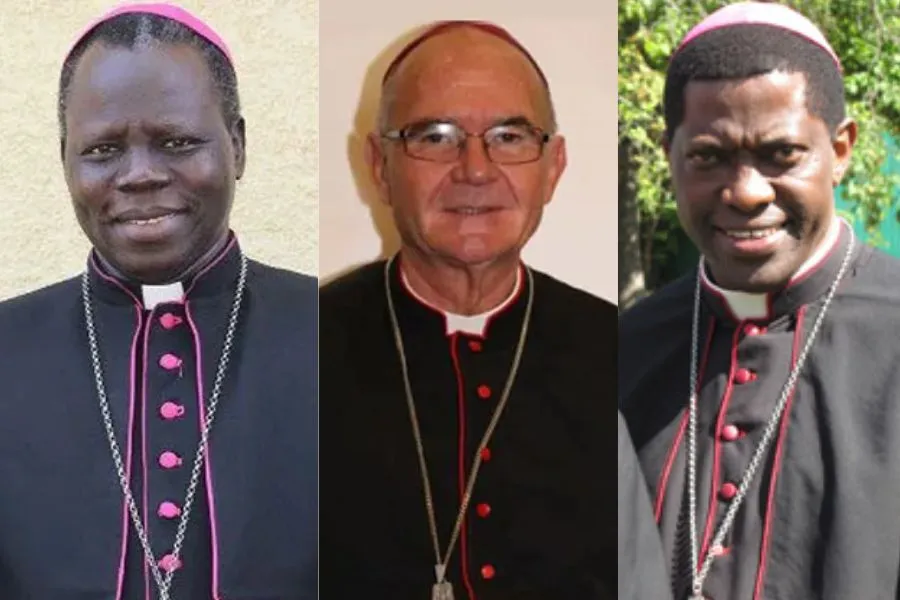 Mgr Stephen Ameyu Martin (à gauche), Mgr Stephen Brislin (au centre) et Mgr Protase Rugambwa (à droite) parmi les 21 cardinaux nommés par le pape François le 9 juillet 2023.