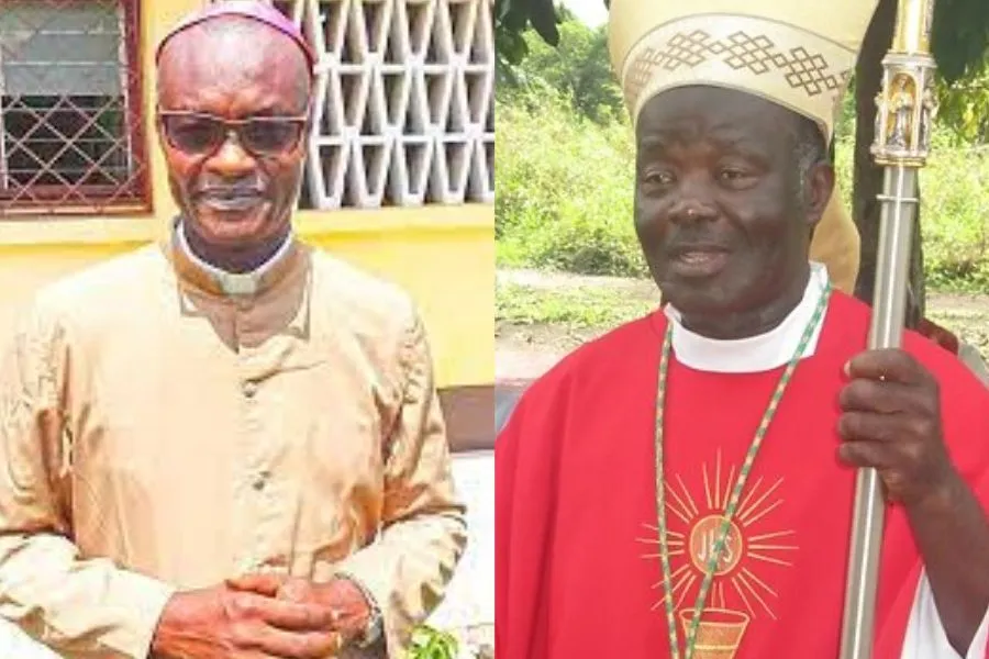 L'archevêque émérite Victor Abagna Mossa (à droite) de l'archidiocèse catholique d'Owando et le nouvel administrateur apostolique, Mgr Gélase Armel Kema. Crédit : Archidiocèse d'Owando
