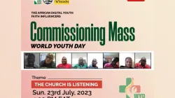 Affiche annonçant la messe de commissionnement pour les membres de l'African Digital Faith Influencers participant aux Journées mondiales de la jeunesse à Lisbonne. Crédit : African Digital Faith Influencers / 