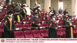 Certains diplômés lors de la cérémonie de remise des diplômes de l'année académique 2020/2021 à l'Université catholique d'Afrique de l'Est (CUEA), Nairobi, Kenya. / Université catholique d'Afrique de l'Est (CUEA)