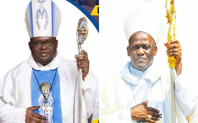 Mgr Michael Miabesue Bibi (à gauche) et Mgr Emmanuel B. Bushu (à droite). Crédit : Diocèse de Buea