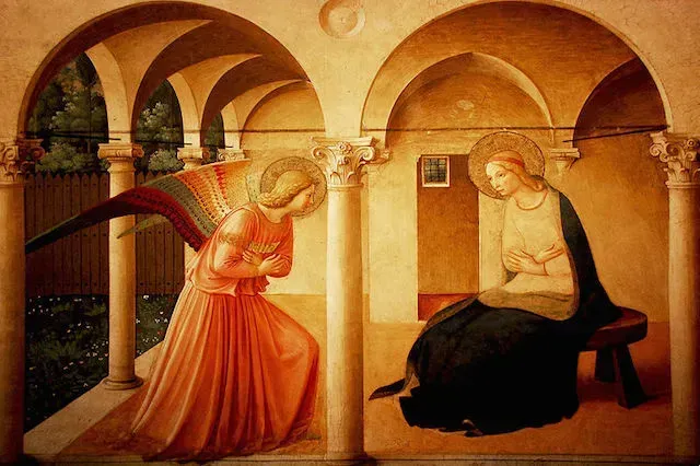 L'Annonciation par Fra Angelico (domaine public) via Wikimedia Commons.