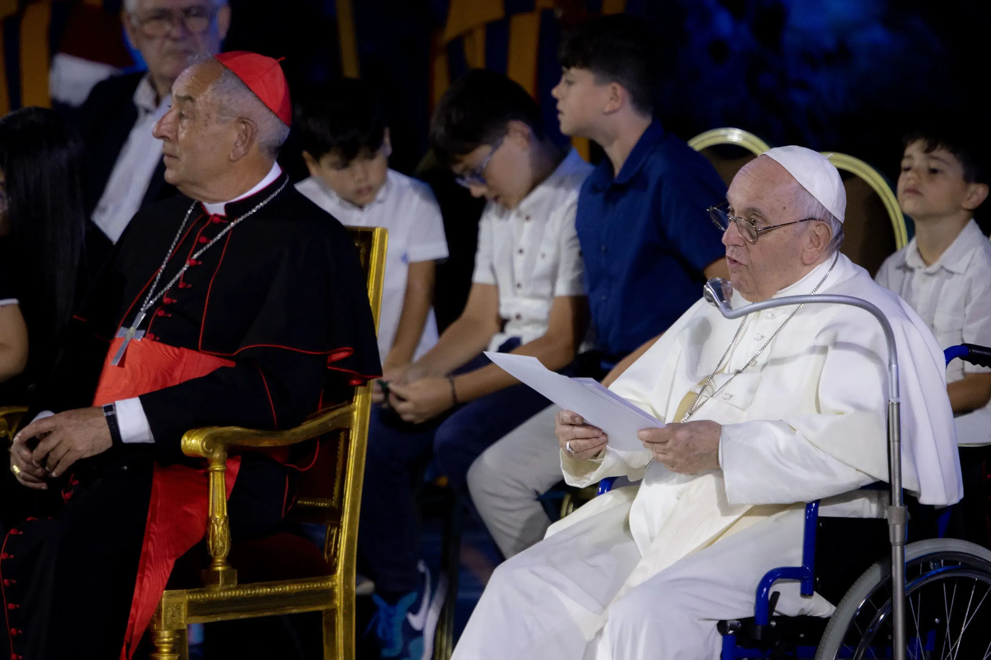Le pape François s'exprime lors de l'ouverture de la Rencontre mondiale des familles dans la salle Paul VI du Vatican, le 22 juin 2022. Daniel Ibanez/CNA.