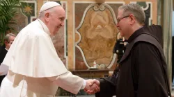 Le pape François a rencontré une délégation affiliée à la Custodie franciscaine de Terre Sainte le 17 janvier 2022. Vatican Media / 