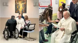 Lors de sa dernière journée d'hospitalisation, le 15 juin 2023, le pape François visite le service d'oncologie pédiatrique de l'hôpital Gemelli, qui se trouve à côté de sa propre chambre d'hôpital. | Crédit : Vatican Media / 