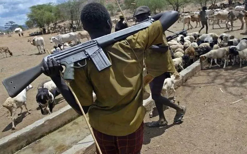 Des bergers fulanis armés dans l'État du Plateau, au Nigeria. Crédit : Père Justine John Dyikuk