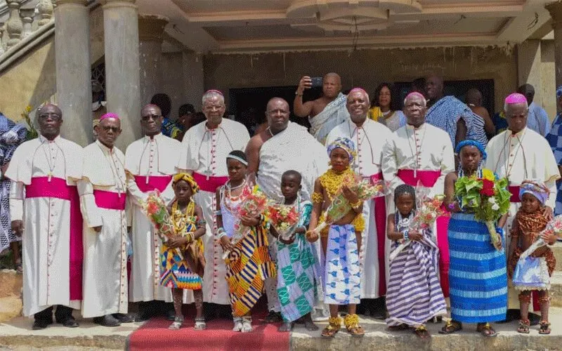 Les membres de la Conférence des évêques catholiques du Ghana (GCBC) à la fin de la messe de clôture de leur Assemblée plénière annuelle dans le diocèse de Keta-Akatsi. Page Facebook de la Conférence des évêques catholiques du Ghana (GCBC).