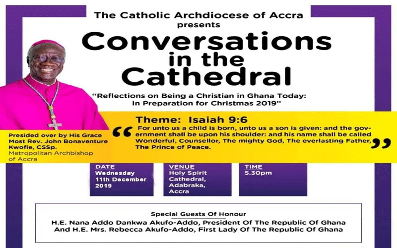 Une affiche des "Conversations dans la cathédrale" que l'archidiocèse d'Accra du Ghana accueillera le mercredi 11 décembre 2019 Damian Avevor