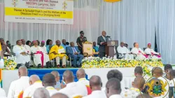 Le président Nana Akufo-Addo s'adressant au clergé. Crédit : La Présidence République du Ghana / 