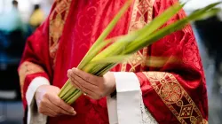 Un prêtre tient des palmes le dimanche des Rameaux. / 