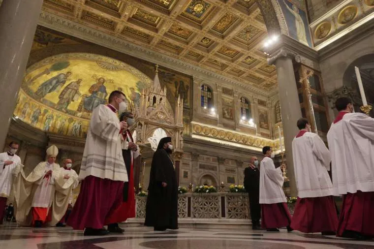 Vêpres œcuméniques à la Basilique de Saint-Paul-hors-les-murs, le 25 janvier 2021. Daniel Ibáñez/ Vatican Pool.
