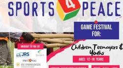 Affiche annonçant les festivals sportifs Sports4Peace, destinés aux 12-18 ans des communautés de réfugiés et de migrants de la capitale du Kenya, Nairobi, et de Kakuma, une ville du nord-ouest du Kenya, diocèse catholique de Lodwar. / 