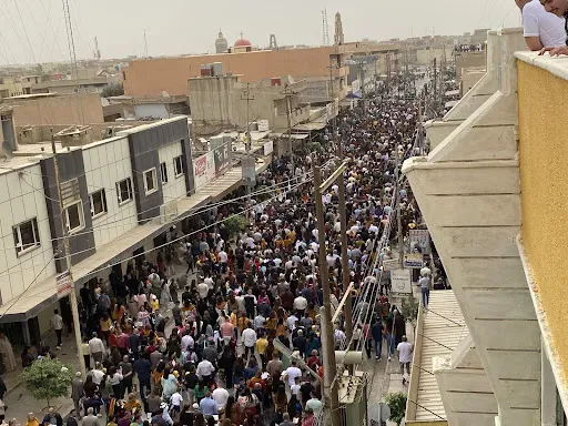 Environ 25 000 chrétiens de Qaraqosh ont participé à la procession du dimanche des Rameaux le 10 avril 2022. CREDIT : Bashar Yameel Hanna/CNA