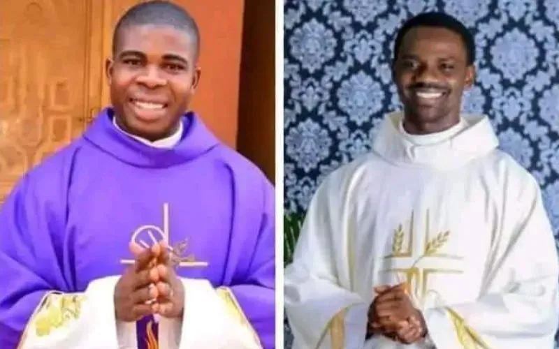 Le père Jude Nwachukwu (à gauche) et le père Kenneth Kanwa ont été enlevés dans leur presbytère du diocèse de Pankshin, au Nigeria, le 1er février 2024.