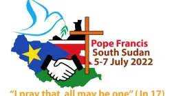 Logo officiel et devise de la visite apostolique du Pape François au Soudan du Sud en juillet 2022. Crédit : Vatican Media / 
