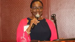MP Beatrice Elachi addressing attendees at the dinner event. Credit Magdalene Kahiu/ACI Africa / 