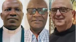 Mgr. Edouard Isango Nkoyo (à gauche) et Mgr. Edouard Tsimba Ngoma (au centre) nommés évêques auxiliaires de l'archidiocèse de Kinshasa en République Démocratique du Congo (RDC), et Mgr. Sandro Overend Rigillo, nommé Vicaire Apostolique pour le Vicariat Apostolique de Benghazi en Libye. Crédit : CENCO, Province franciscaine de Malte / 