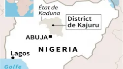 Carte de la République fédérale du Nigeria montrant l'état de Kaduna où il y a eu une recrudescence de la violence récemment. / Domaine public