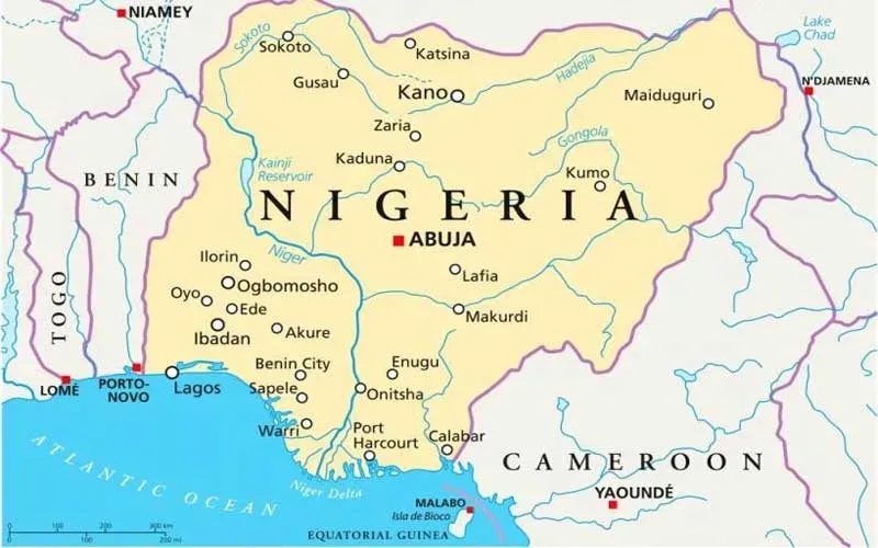 Carte du Nigeria montrant les différents états dont celui de Kaduna où 11 personnes dont un prêtre catholique ont été récemment enlevées. Crédit : Domaine public