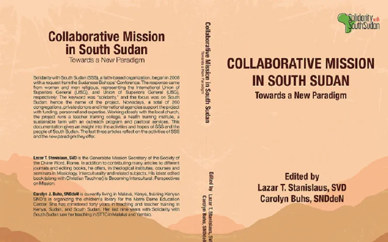 Page de couverture du nouveau livre intitulé "Collaborative Mission in Soudan du Sud : Towards a New Paradigm. Crédit : Solidarité avec le Soudan du Sud (SSS)