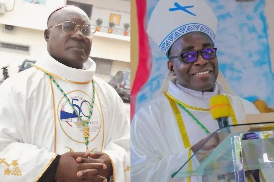 Mgr Joseph Yapo Aké (à gauche) et Mgr Jean-Jacques Koffi Oi Koffi (à droite). Crédit : Archidiocèse de Gagnoa/Diocèse de San Pedro