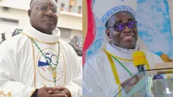Mgr Joseph Yapo Aké (à gauche) et Mgr Jean-Jacques Koffi Oi Koffi (à droite). Crédit : Archidiocèse de Gagnoa/Diocèse de San Pedro / 