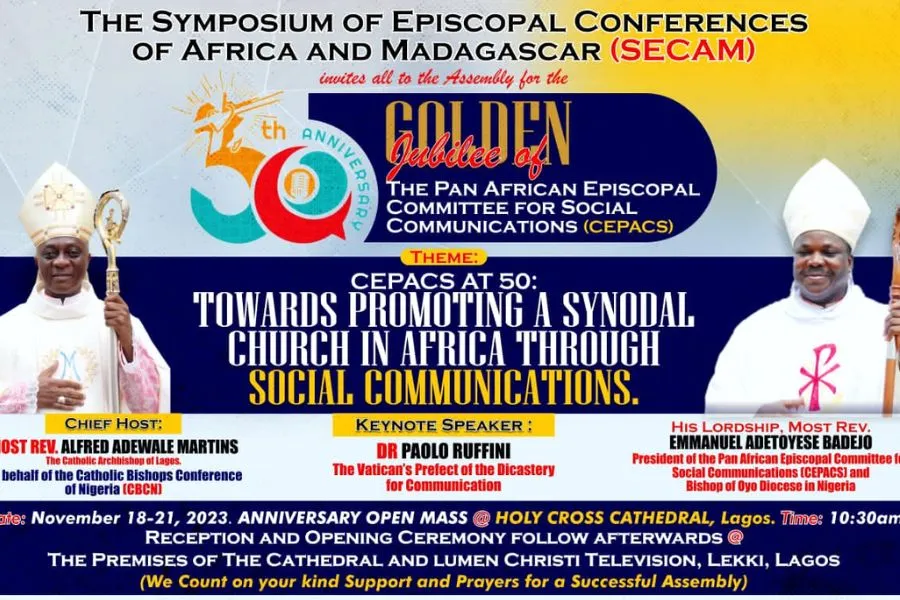 Une affiche annonçant les célébrations du Jubilé d'or du Comité épiscopal panafricain pour les communications sociales (CEPACS). Crédit : Archidiocèse de Lagos