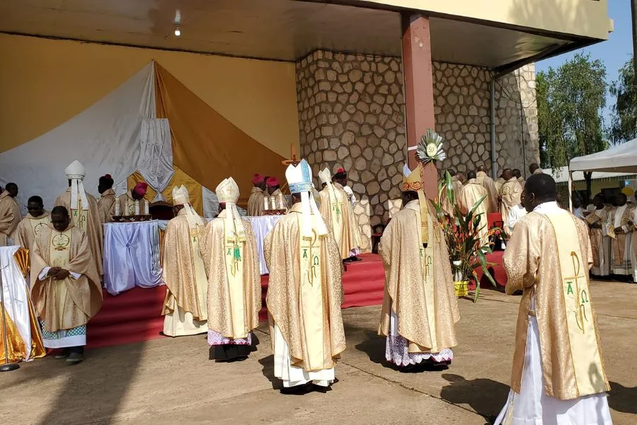 Les évêques catholiques en procession lors de l'ancien Jubilé du Grand Séminaire Saint Thomas d'Aquin de Bambui (STAMS), le 1er décembre 2023. Crédit : Archidiocèse de Bamenda