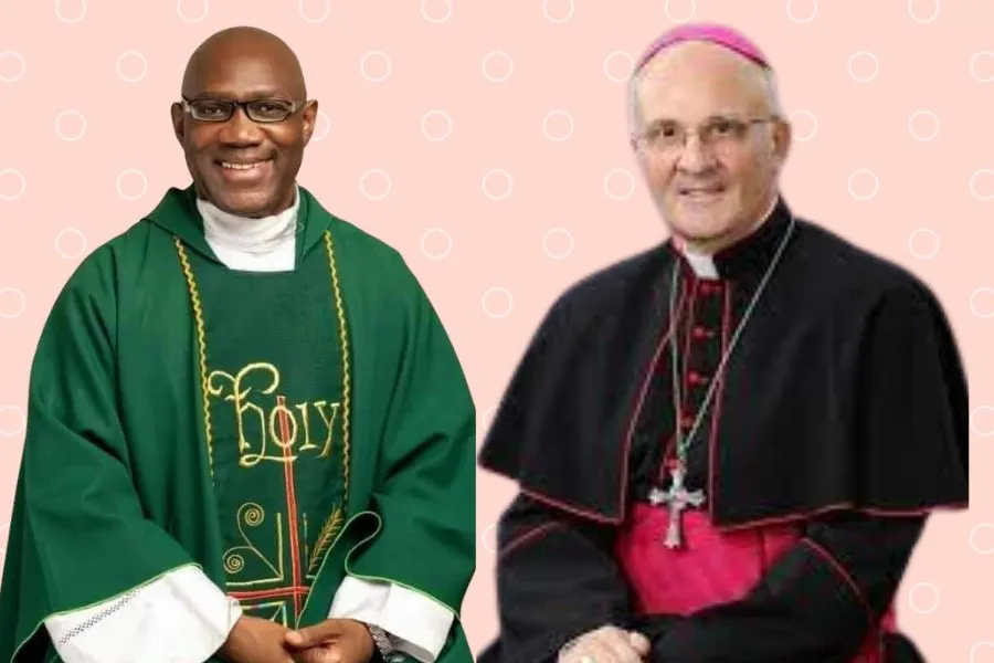 Mgr Alfred Xuereb (à droite), nommé Nonce apostolique au Maroc, et Mgr Anselm Pendo Lawani (à gauche), nommé évêque du diocèse catholique d'Ilorin au Nigeria. Anselm Pendo Lawani (à gauche), nommé évêque du diocèse catholique d'Ilorin au Nigeria. Crédit : Catholic Broadcast Nigeria/Vatican Media