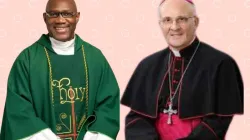 Mgr Alfred Xuereb (à droite), nommé Nonce apostolique au Maroc, et Mgr Anselm Pendo Lawani (à gauche), nommé évêque du diocèse catholique d'Ilorin au Nigeria. Anselm Pendo Lawani (à gauche), nommé évêque du diocèse catholique d'Ilorin au Nigeria. Crédit : Catholic Broadcast Nigeria/Vatican Media / 