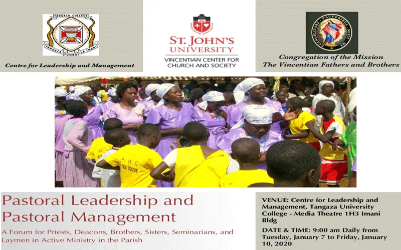 Affiche de l'atelier sur le leadership pastoral et la gestion pastorale en cours au Tangaza University College (TUC), basé au Kenya Collège universitaire de Tangaza (TUC)