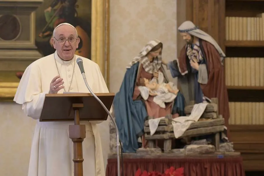 Le pape François prononce le discours de l'Angélus le 1er janvier 2021. Vatican Media.