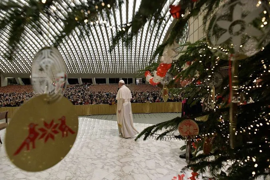 Le pape François dans la salle Paul VI le 21 décembre 2019. / Vatican Media.